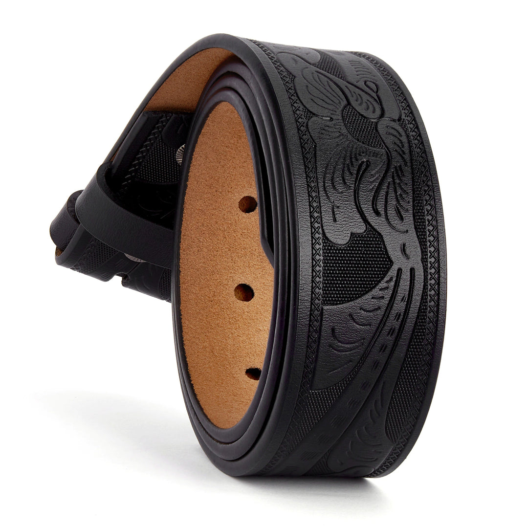 Exquisite Leather Carved Detail Belt
